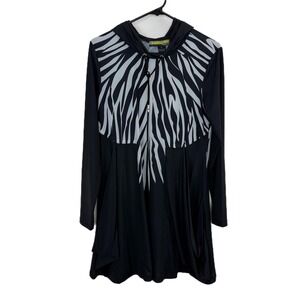 Sunsense Jamie Sadock Dress Womens Medium Black White Zebra Print Sun Protection